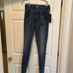 Veronica Beard High Rise Blue Jeans with Slim Fit